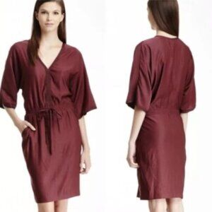 BCBGMaxAzria Carmen drawstring kimono dress in a burgundy port color